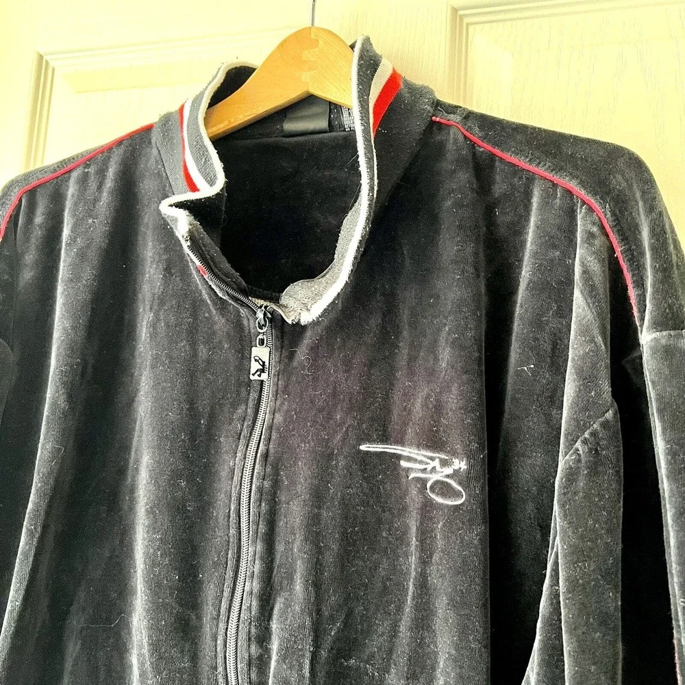 Nike Shaq Men's XL Black White Stripe Full Zip Jacket Track Coat Jumpman Warmup